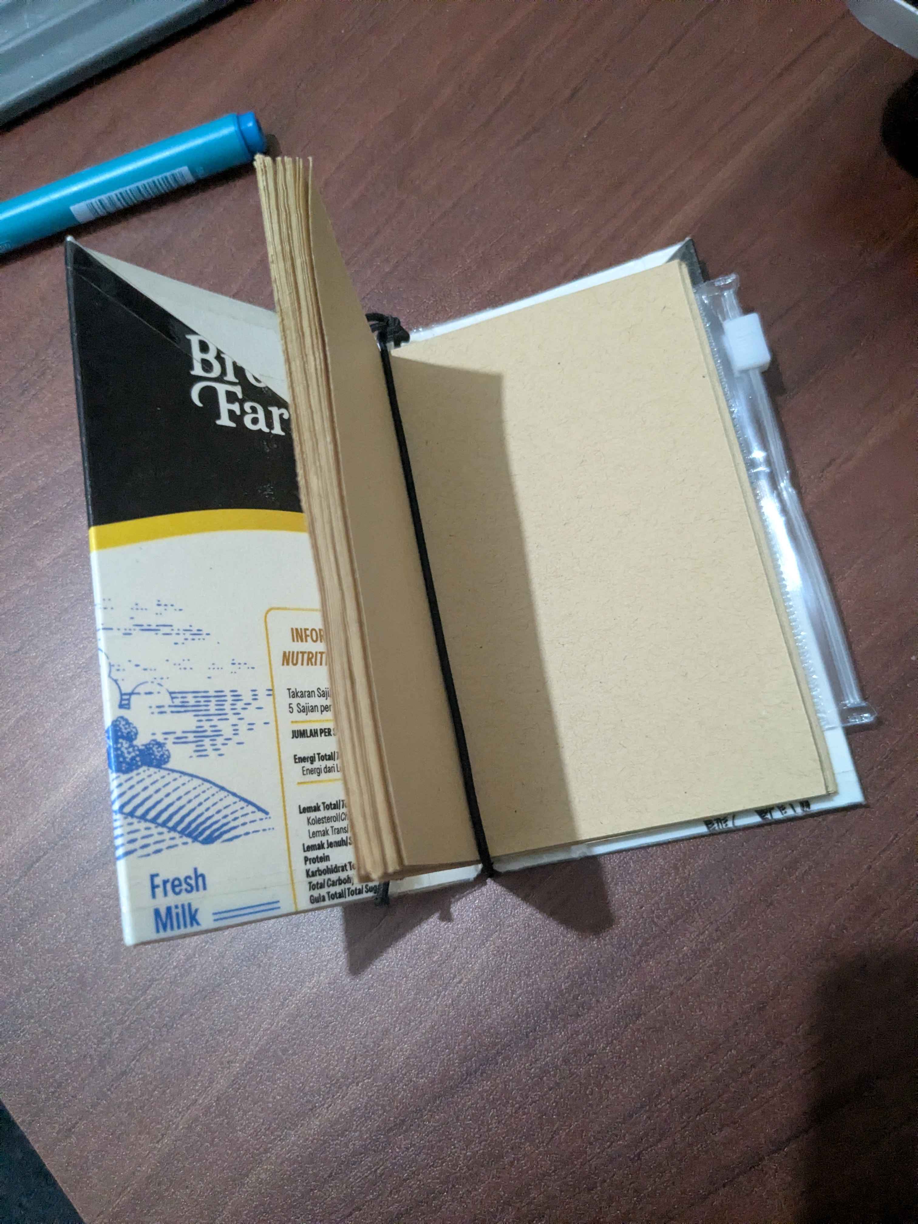 Inside of the handmade notebook