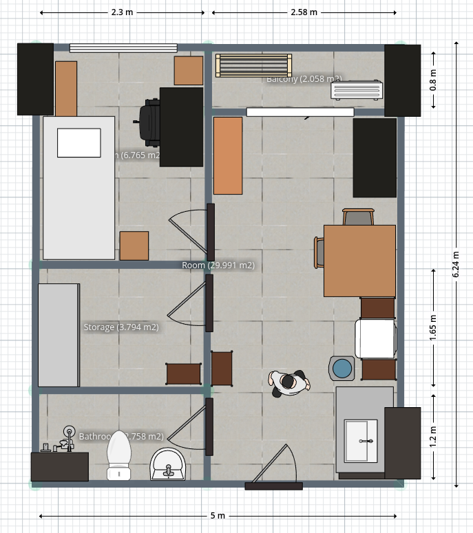 Floorplan to plan out the interior layout.
